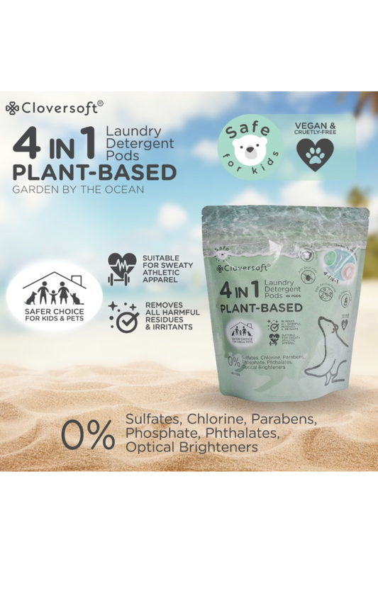 Cloversoft Plant Based 4 in 1 Anti Dust Mite Laundry Pods (Garden by the Ocean) - Bundle of 3 with FREE TUB