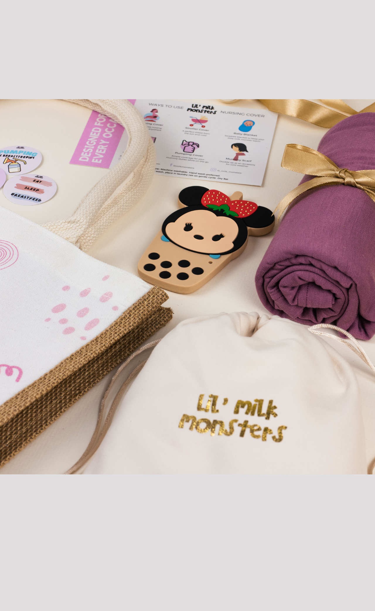 *NEW! Tote + Nursing Cover + Little Bearnie Teether Set