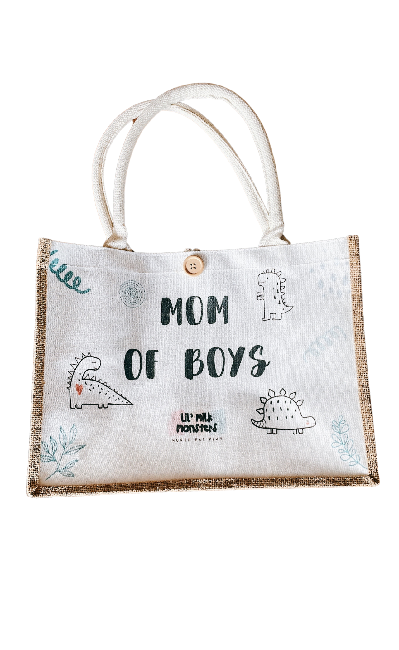 *NEW! In house printed Mom Jute Totes - MOM OF BOYS