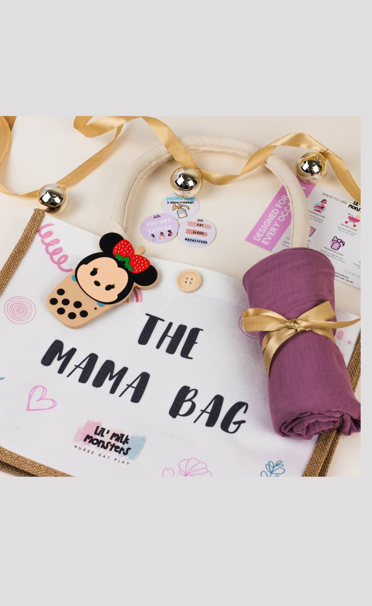 *NEW! Tote + Nursing Cover + Little Bearnie Teether Set